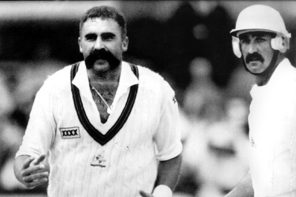 Merv Hughes dismisses Graham Gooch during the 1993 Ashes series.