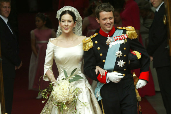 The happy day: Mary from Tassie marries Prince Frederik in 2004.