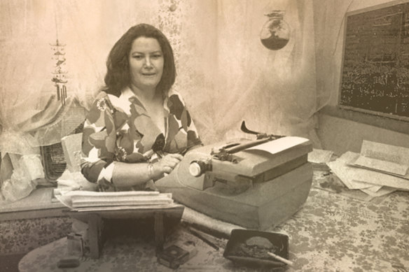 Author Colleen McCullough at her typewriter in the 1970s, on which she wrote her first two novels.