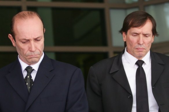 Brothers Chris (left) and Gerry Apostolatos , outside court in 2015 when they were convicted of animal cruelty offences.