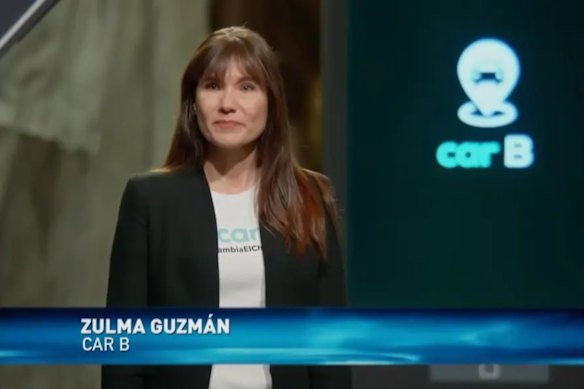 Zulma Guzman Castro pitches her business Car B on the Colombian version of ‘Shark Tank’.