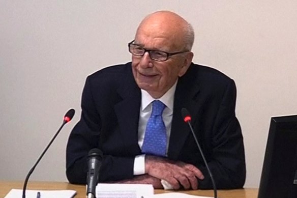 Rupert Murdoch appears at the Leveson inquiry into phone hacking in 2012.
