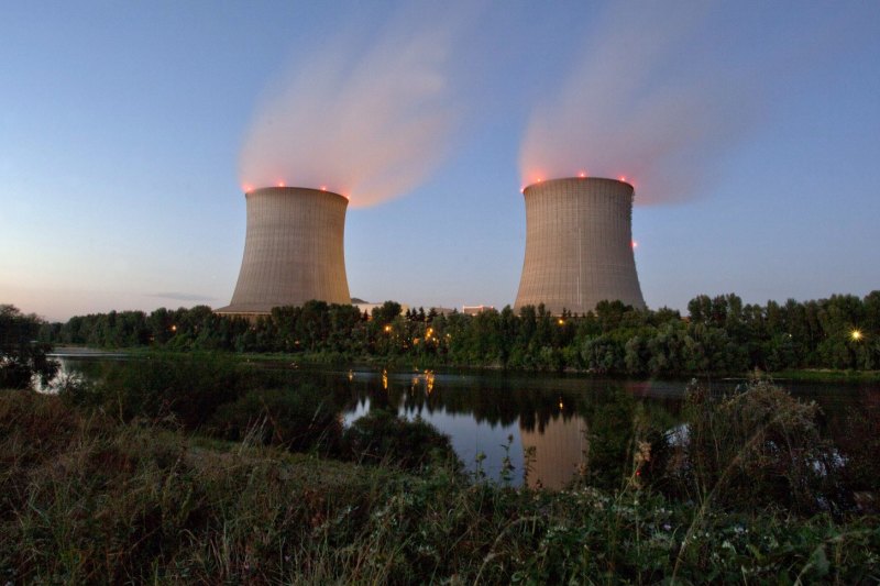 Cooling towers at the Saint-Laurent-des-Eaux nuclear power plant in France.