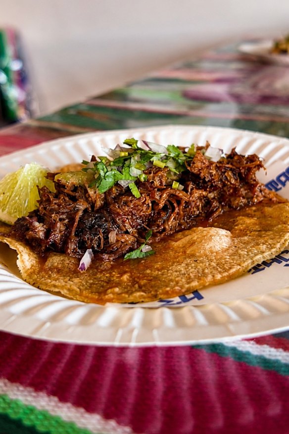 Pulled beef taco.