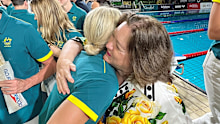 Gina Rinehart embraces Australia’s retiring star Shayna Jack.