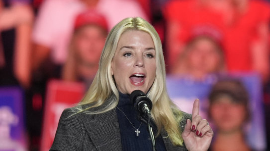 Former Florida Attorney General Pam Bondi, speaks before then-Republican presidential nominee Donald Trump at a campaign rally in November. 