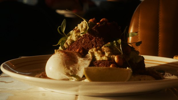 Happyfield’s cornbread dish with a perfectly poached egg.