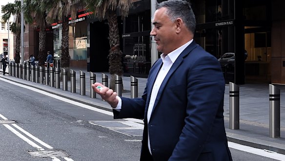 Mind your step, Deputy Premier ... John Barilaro on Friday. 