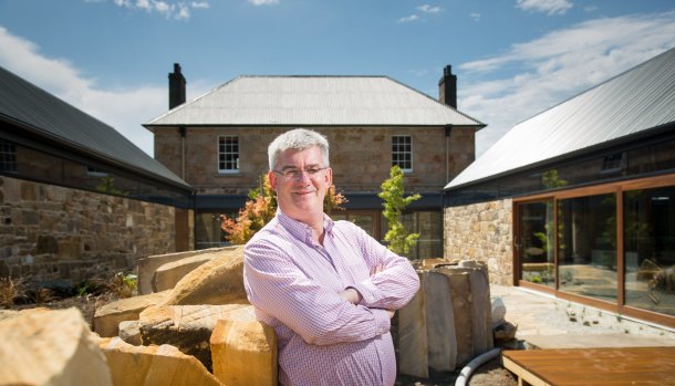 Economist Saul Eslake at his new home at Acton Park near Hobart.