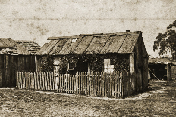 Many homes were humble in 1859.  James Brebner, a teamster, weatherproofed his cottage in Merino with a bark roof. It was demolished later to make way for a police station.