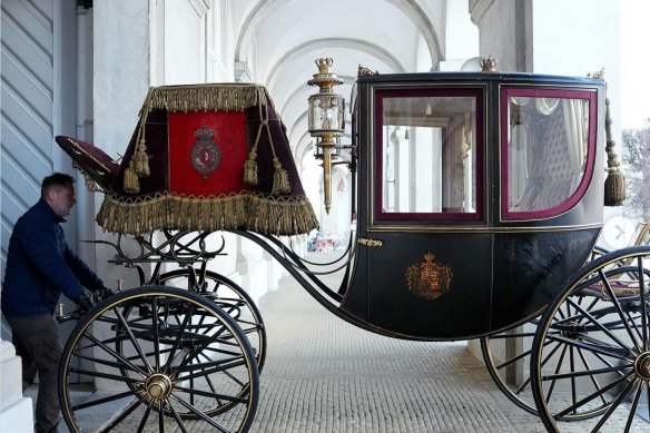 The Danish Royal carriage that will carry the new king and queen of Denmark.