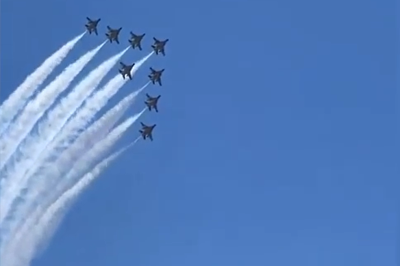 Jets from the Republic of Korea Air Force flying over Sydney