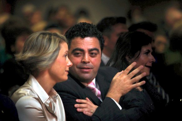 Disgraced MP Joe Tripodi chats to Kristina Keneally when she was premier.
