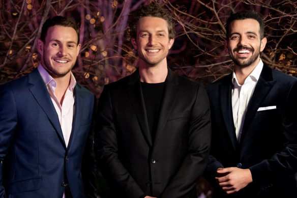 The Bachelors’ new suitors (from left) Luke Bateman, Ben Waddell and Wesley Senna Cortes.