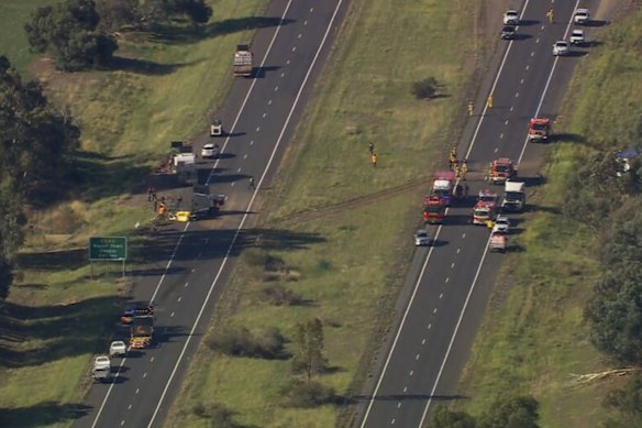 The crash caused chaos on the freeway for both north- and south-bound traffic.