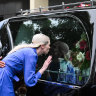 Parents Kelly and Matt say farewell to 12 year old Charlotte at Mary Immaculate Catholic Church in Bossley Park, Sydney. Charlotte took her own life after being bullied at school. 27 September 2024 Photo: Janie Barrett