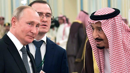Russian President Vladimir Putinwith Saudi Arabia's King Salman in Riyadh last October.
