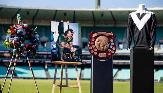 A public memorial service for Tommy Raudonikis at the Sydney Cricket Ground. 19th April 2021. Photo: Edwina Pickles / SMH Sport