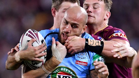 Back in favour: Blake Ferguson last played for the Blues in 2017.