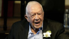 Former US president Jimmy Carter during a reception for the 75th anniversary of his wedding to Rosalynn, in 2021