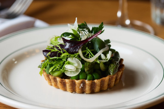 Spring tart with comté, peas, asparagus and fine herbs at Morrison’s.