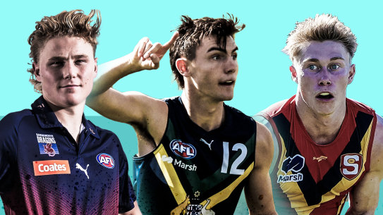 Top draft prospects (from left) Levi Ashcroft, Jagga Smith and Sid Draper.