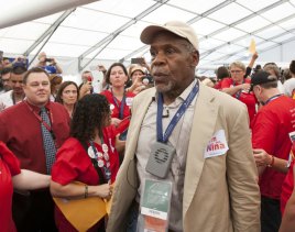 Actor and activist Danny Glover joins supporters of Bernie Sanders delegate Nina Turner. 