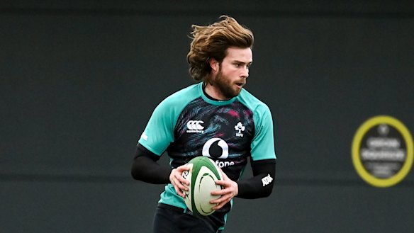 Mack Hansen training with Ireland. 