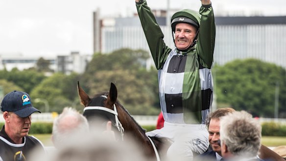 Glen Boss celebrates winning The Everest on Yes Yes Yes last year.