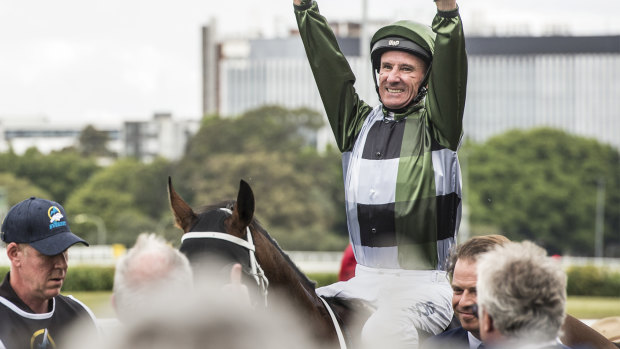 Glen Boss celebrates winning The Everest on Yes Yes Yes last year.