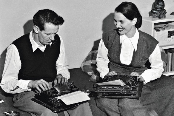 George Johnston and Charmian Clift working side-by-side in Sydney in 1948, before they moved to Hydra.