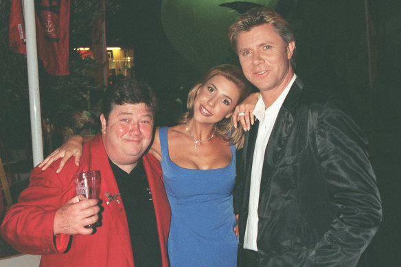 Coleman (left) with Richard Wilkins and Catriona Rowntree at a party in 2001.