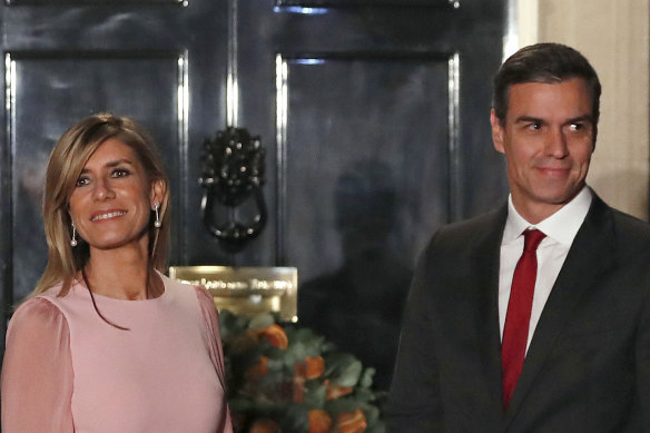 The Spanish Prime Minister Pedro Sanchez and his wife Begona Gomez, who has tested positive for the new coronavirus. 
