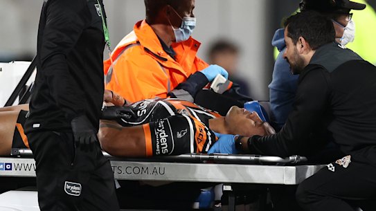 Michael Chee Kam is taken from the field against Parramatta.