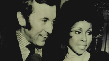British television personality David Frost and actress-singer Diahann Carroll at New York's Plaza Hotel where their engagement was announced in 1972.
