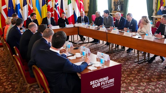 World leaders at the Securing our Future summit at Lancaster House in London.