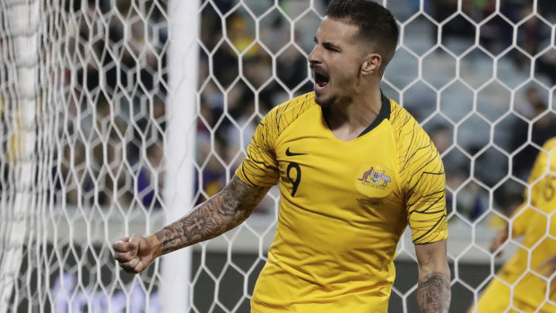 Jamie Maclaren has been in hot form for Australia but the national team won't play until June. 