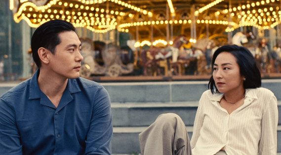 Greta Lee and Teo Yoo star in Celine Song Past Lives.
