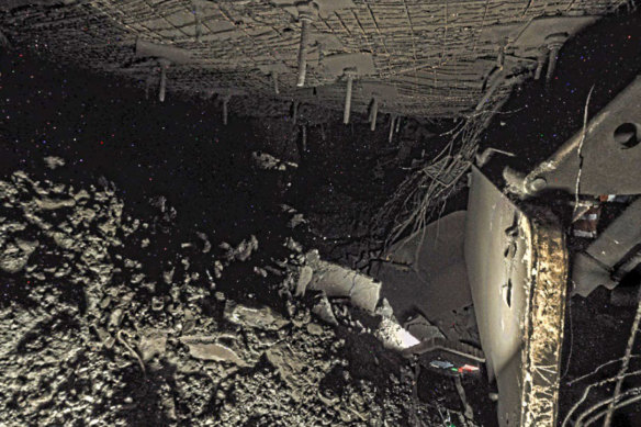 Inside the mine after the explosion. 