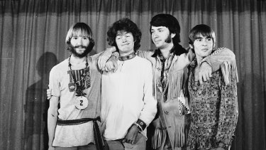 The Monkees at their press conference at the Brighton Hotel in Sydney on September 16, 1968.