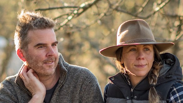 Sam Edwards and Asia Upward, owners of Logan Brae Orchards, near Blackheath in the Blue Mountains.
