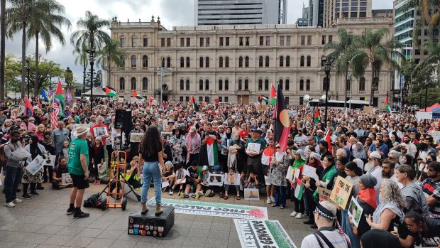Thousands of people attend a “Justice for Palestine” rally in Brisbane’s King George Square on Sunday, November 6, 2023.