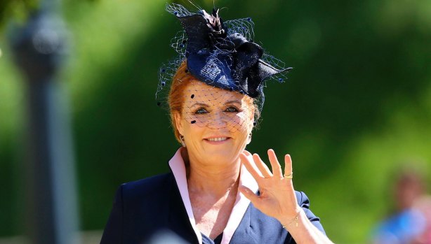 Sarah Ferguson arrives for the wedding ceremony of Prince Harry and Meghan Markle at Windsor Castle in May.
