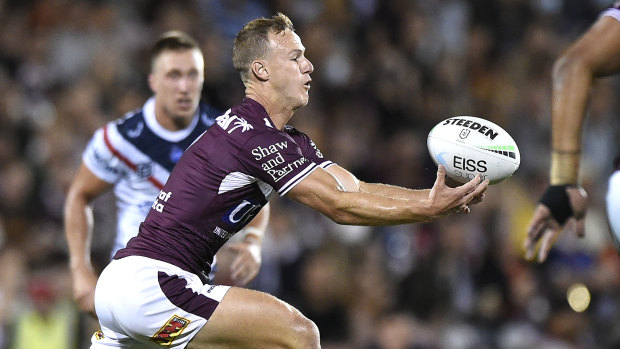 Daly Cherry-Evans juggles the ball during the Sea Eagles’ win.