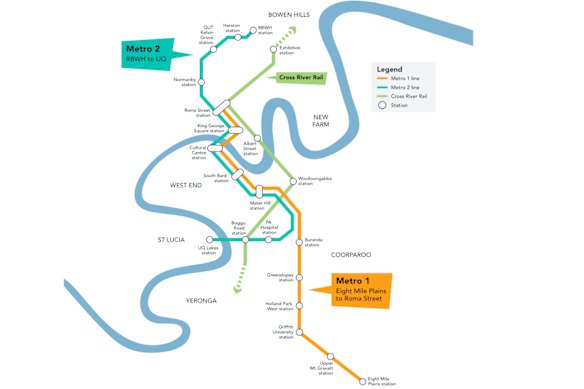 Brisbane Metro route map.