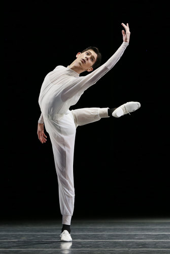 Adam Elmes performs in an excerpt from Watermark for the Australian Ballet’s Celebration Gala. 