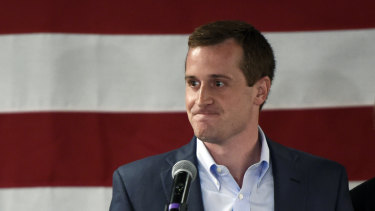 Democrat Dan McCready reacts after losing a special election for United States Congress in North Carolina's 9th Congressional District to Republican, Dan Bishop.