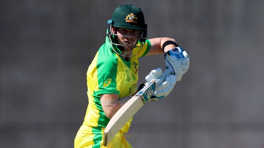 Controlled: Steve Smith in action during Australia's victory over the West Indies.