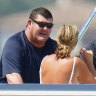 James Packer with friends on his yacht in St Tropez in July last year.