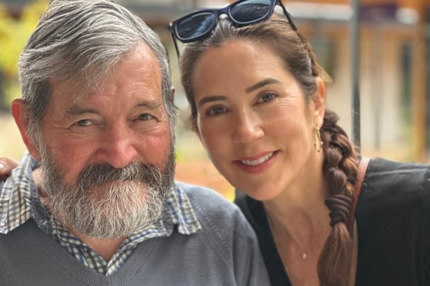 Crown Princess Mary of Denmark and her father John Donaldson during a visit to Australia in December 2023, photo taken by Prince Vincent and shared on Queen Mary's 52nd birthday on February 5, 2024.